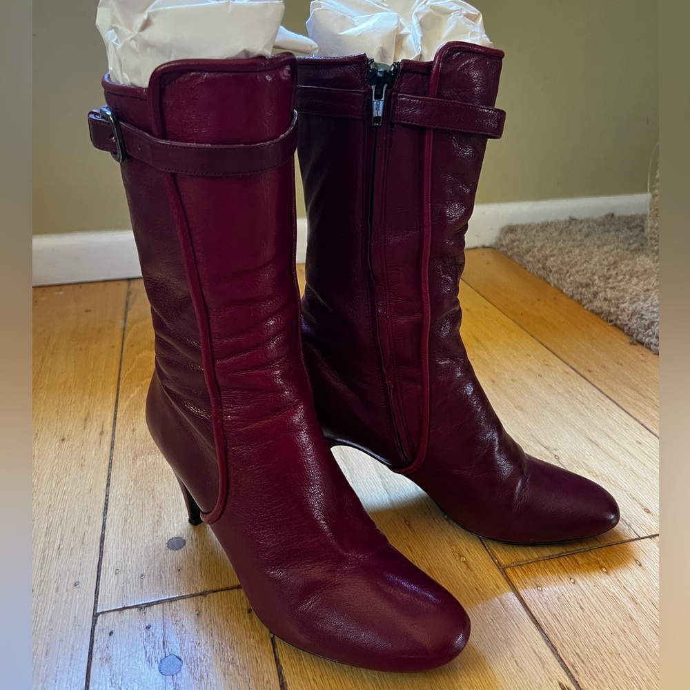 Belle Sigerson Morrison Women's Burgundy Leather Boots Size 9